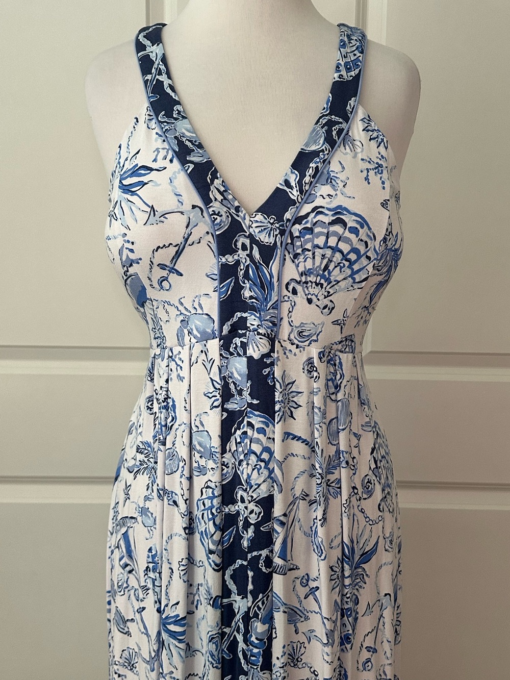 Lilly Pulitzer Carmilla Sleeveless Jersey Maxi Dress Resort White Blue Size 10 - Picture 5 of 14